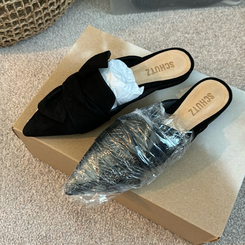 Schultz Black Bow Mules